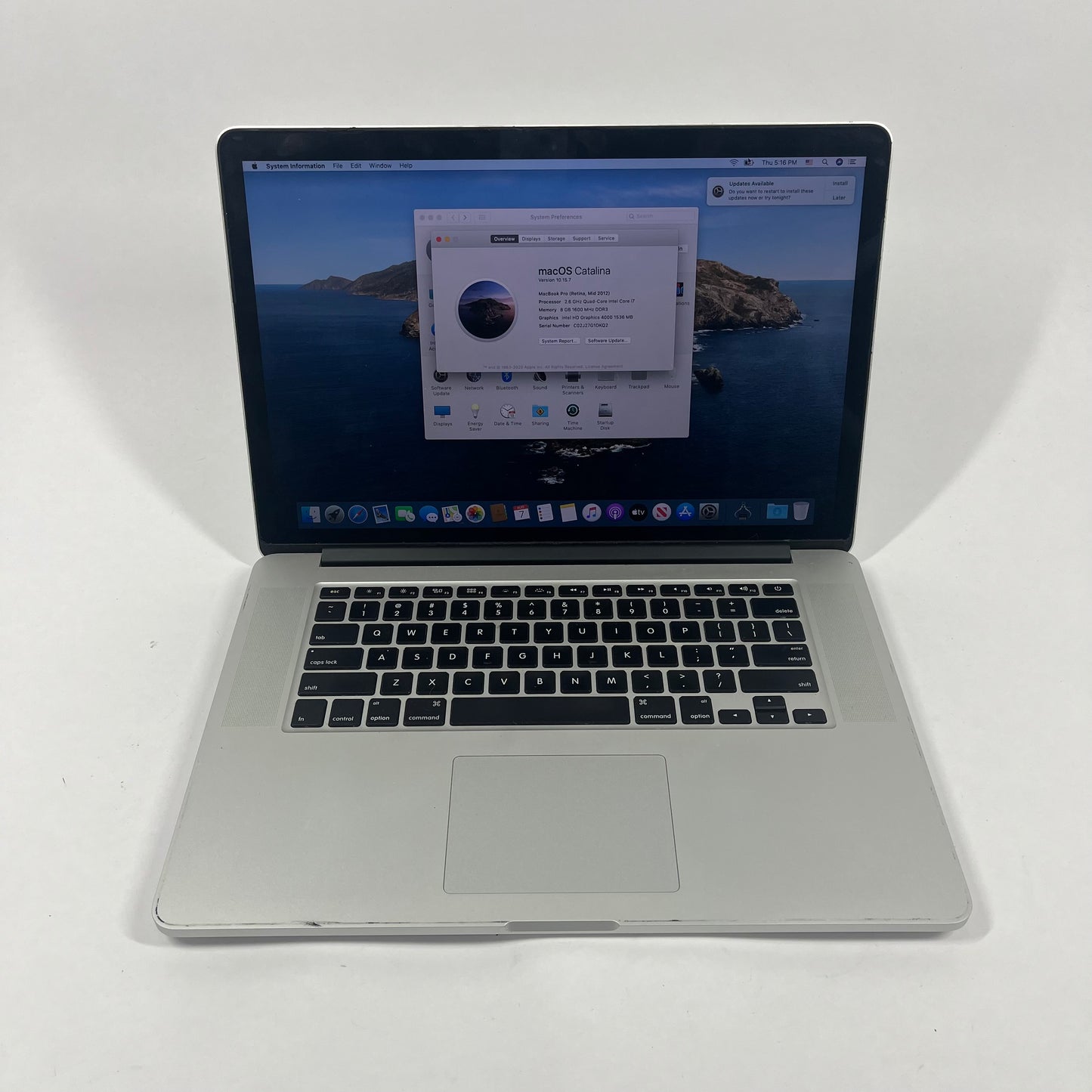 Apple MacBook Air 2012 15.4" i7 2.2GHz 8GB RAM 500GB SSD Silver A1398
