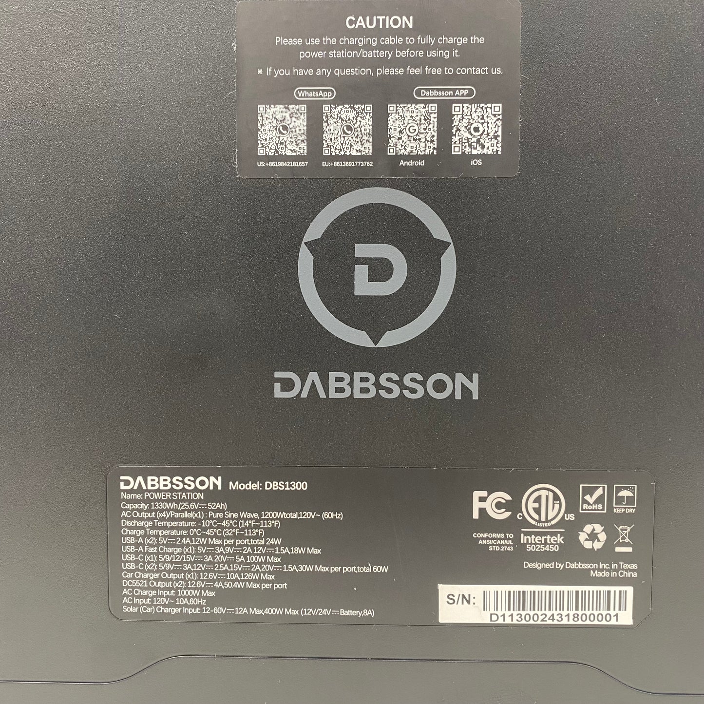 Dabbsson DBS 1300 Portable Power Station DBS1300