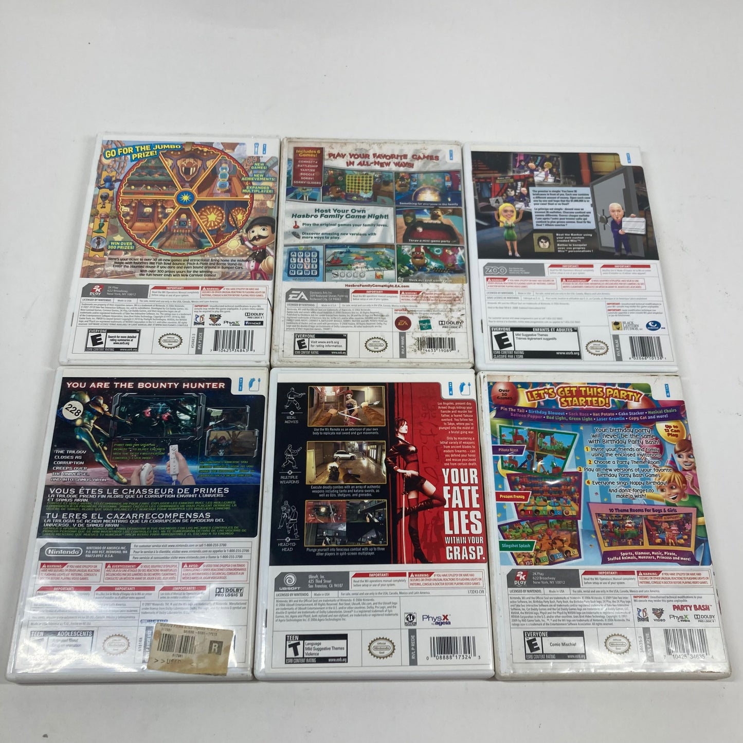 Lot of 6 Nintendo Wii Games