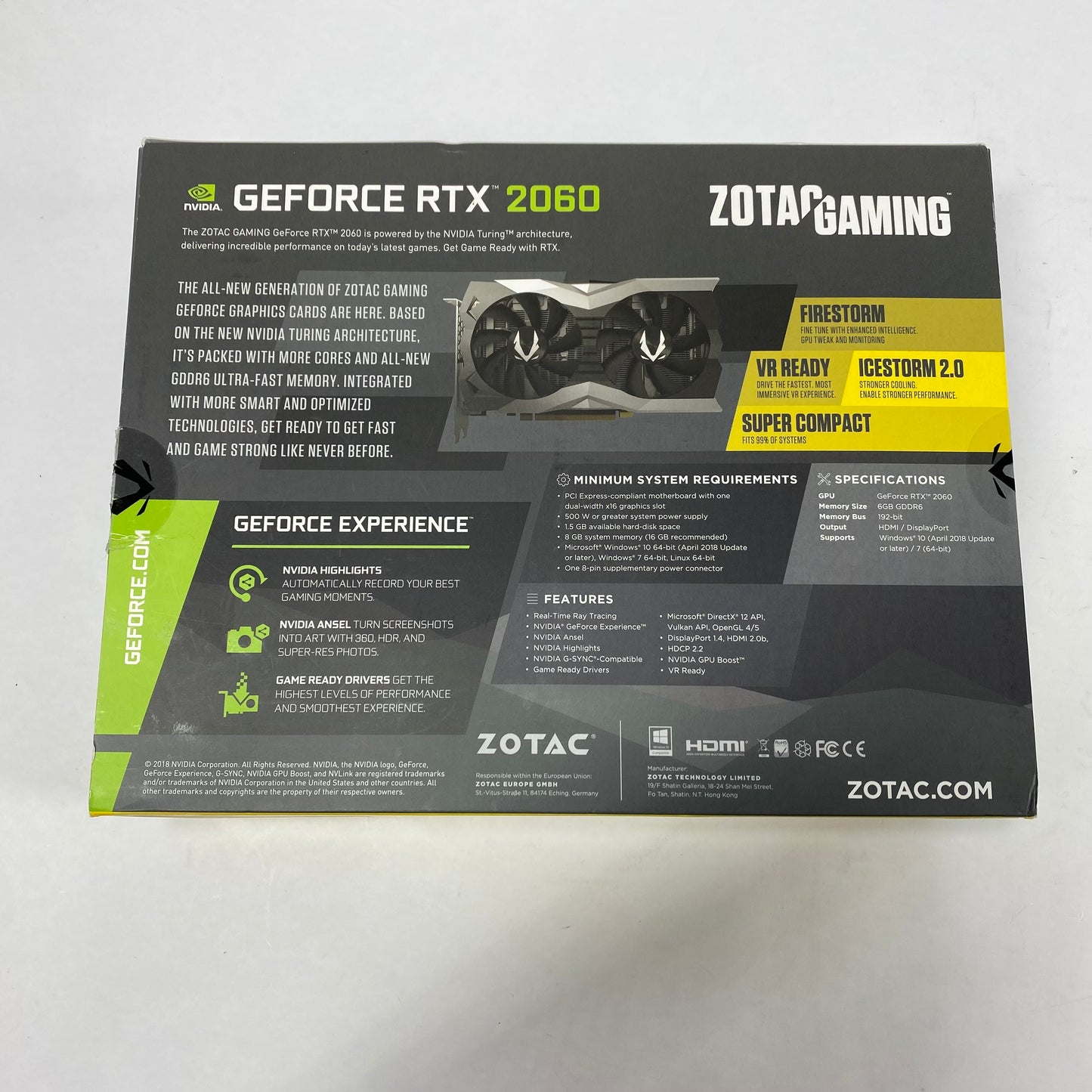 Zotac GeForce RTX 2060 6GB GDDR6 Graphics Card 288-4N520-300Z8