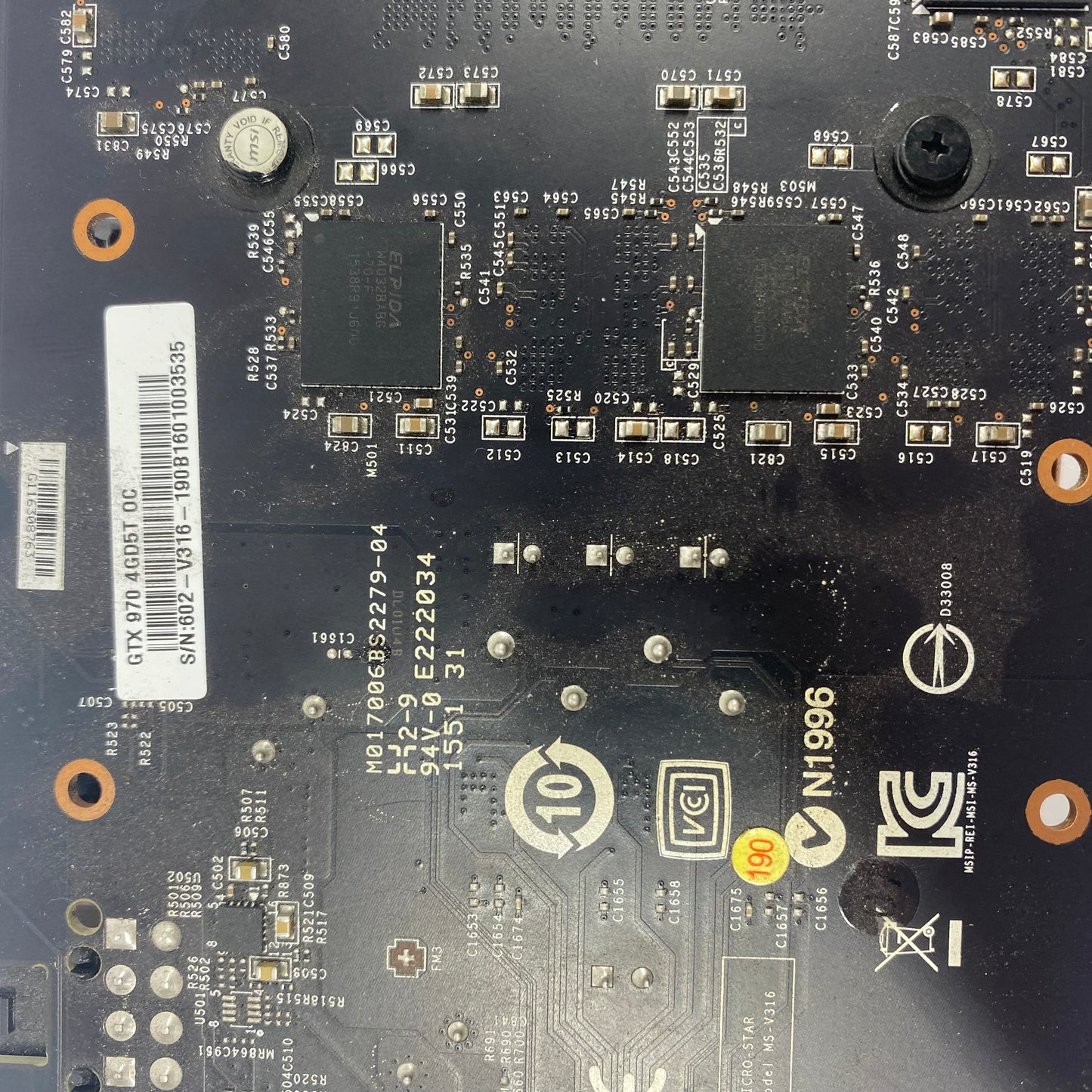 MSI GeForce GTX 970 4GB GDDR5 Graphics Card 02G-V316-190B1601003535