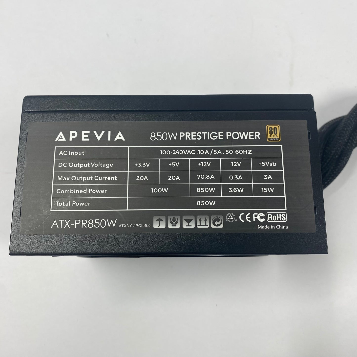 Apevia 850W ATX-PR850W 80 Plus Gold 850W Semi Modular Switching Power Supply