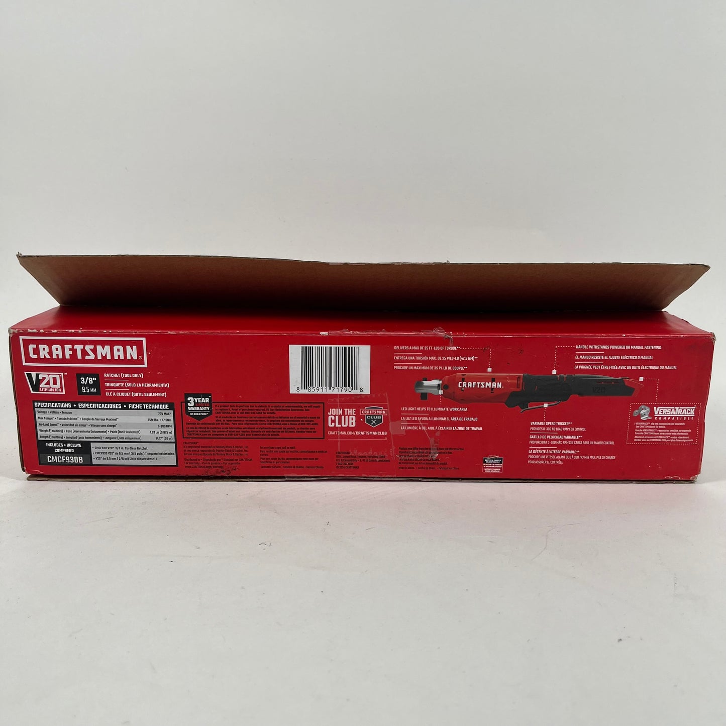 Open box Craftsman CMCF930B 20V 3/8 inch Impact Wrench Ratchet W/O SEAL