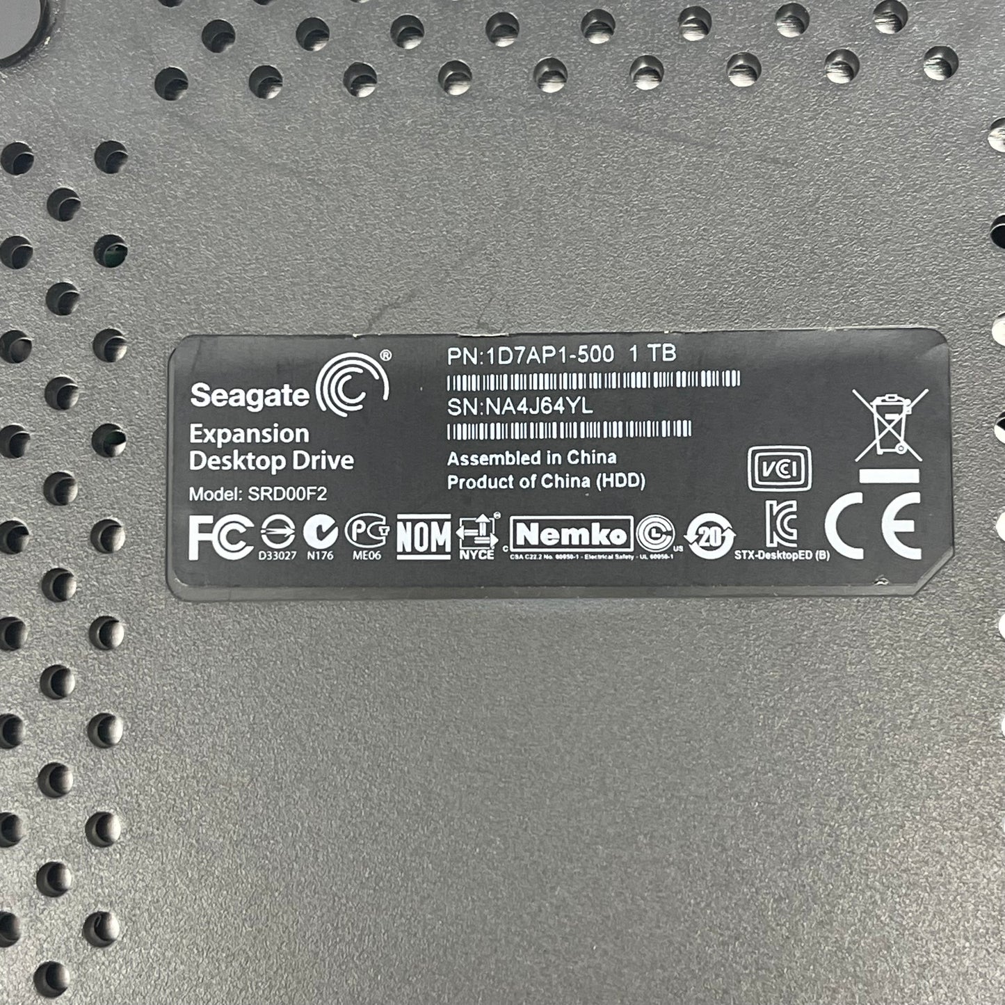 Seagate 3.5" Expansion Desktop Drive 1TB USB-A HDD 1D7AP1-500