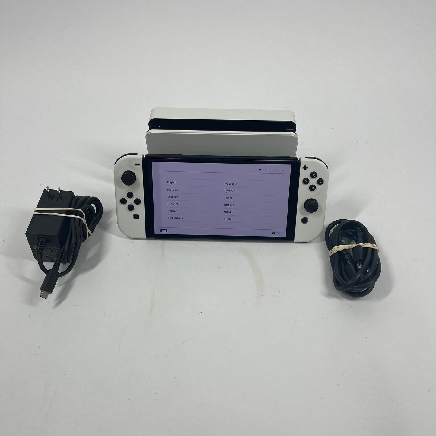 Nintendo OLED Switch 4GB XTW10723370007 + Genuine Controller + Genuine Power Supply + Genuine Dock