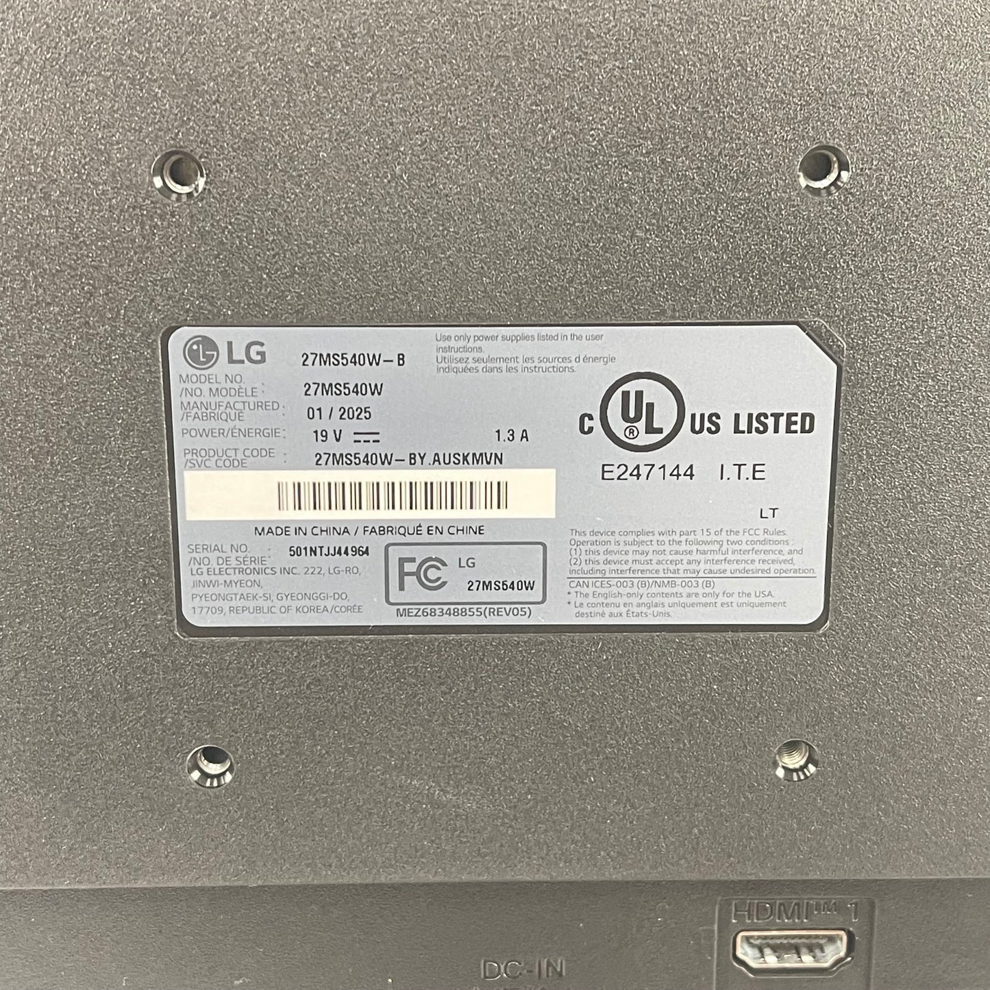 LG 27" 27MS540W LED IPS Computer Monitor