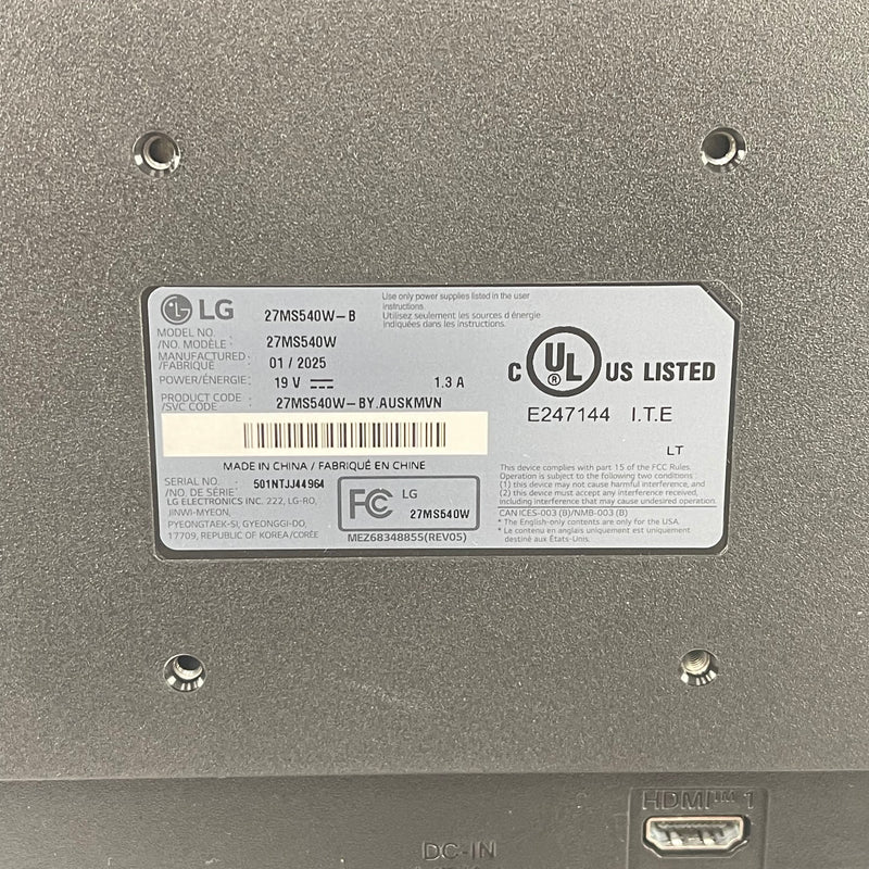 LG 27" 27MS540W LED IPS Computer Monitor