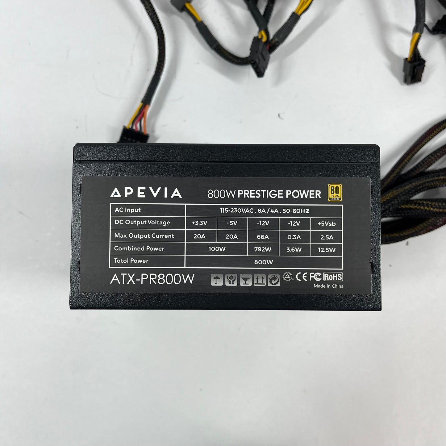 Apevia 800w ATX-PR800W 80 Plus Gold 800W Non Modular Power Supply