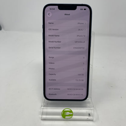 Factory Unlocked Apple iPhone 14 128GB Blue MPVH3LL/A