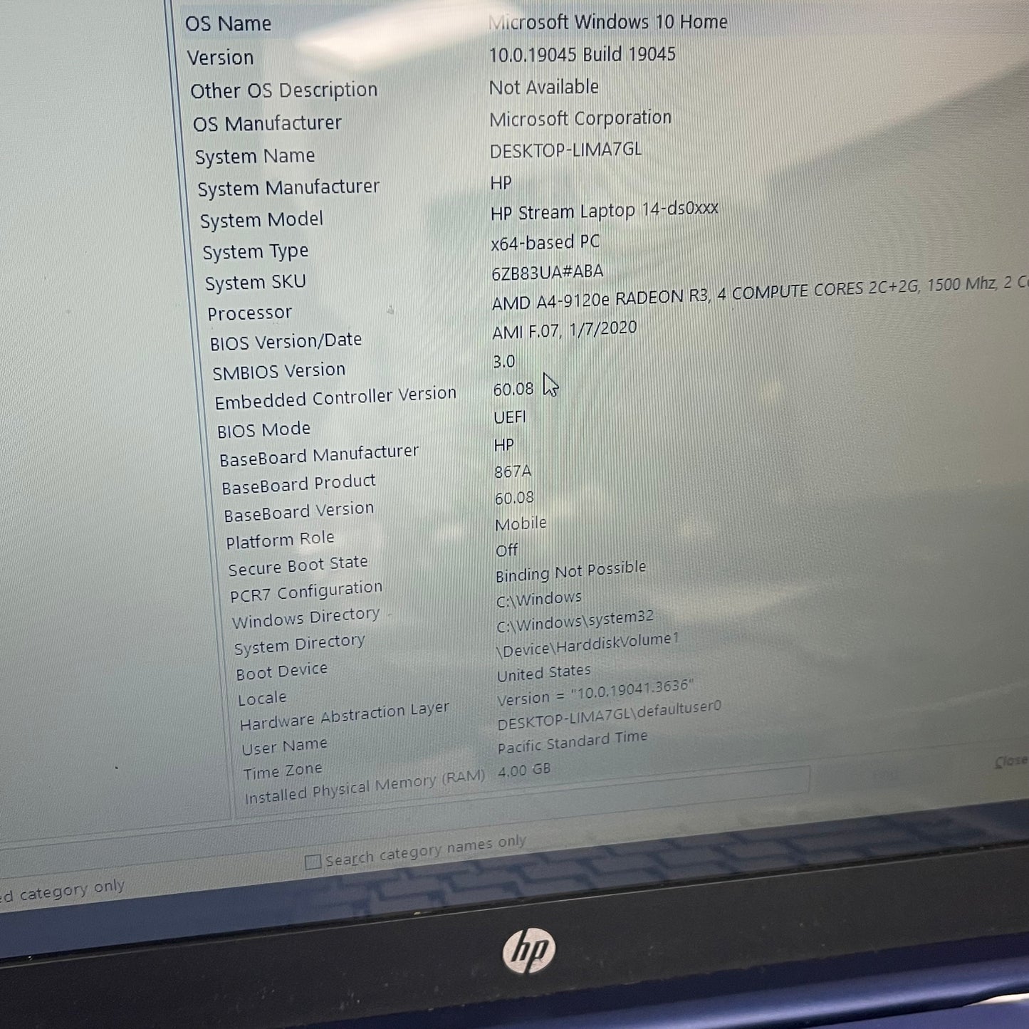 HP Stream 14 14" A4-9120e 1.5GHz 4GB RAM 64GB SSD AMD Radeon R3 Graphics