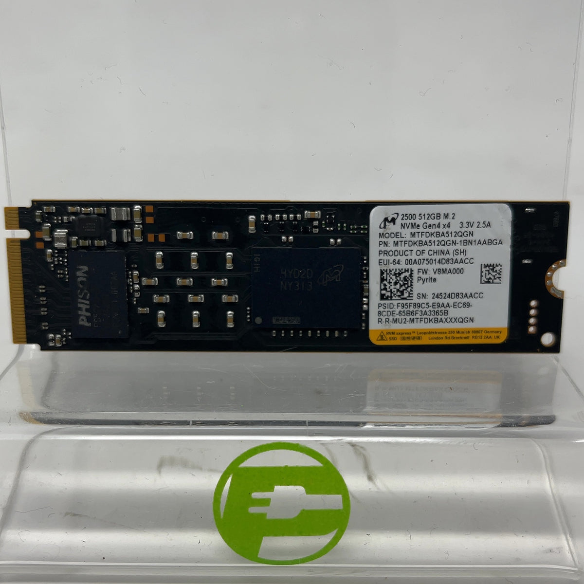 Micron 2280mm 2500 512GB M.2 NVMe Gen 4.0 x 4 SSD MTFDKBA512QGN-1BN1AABGA