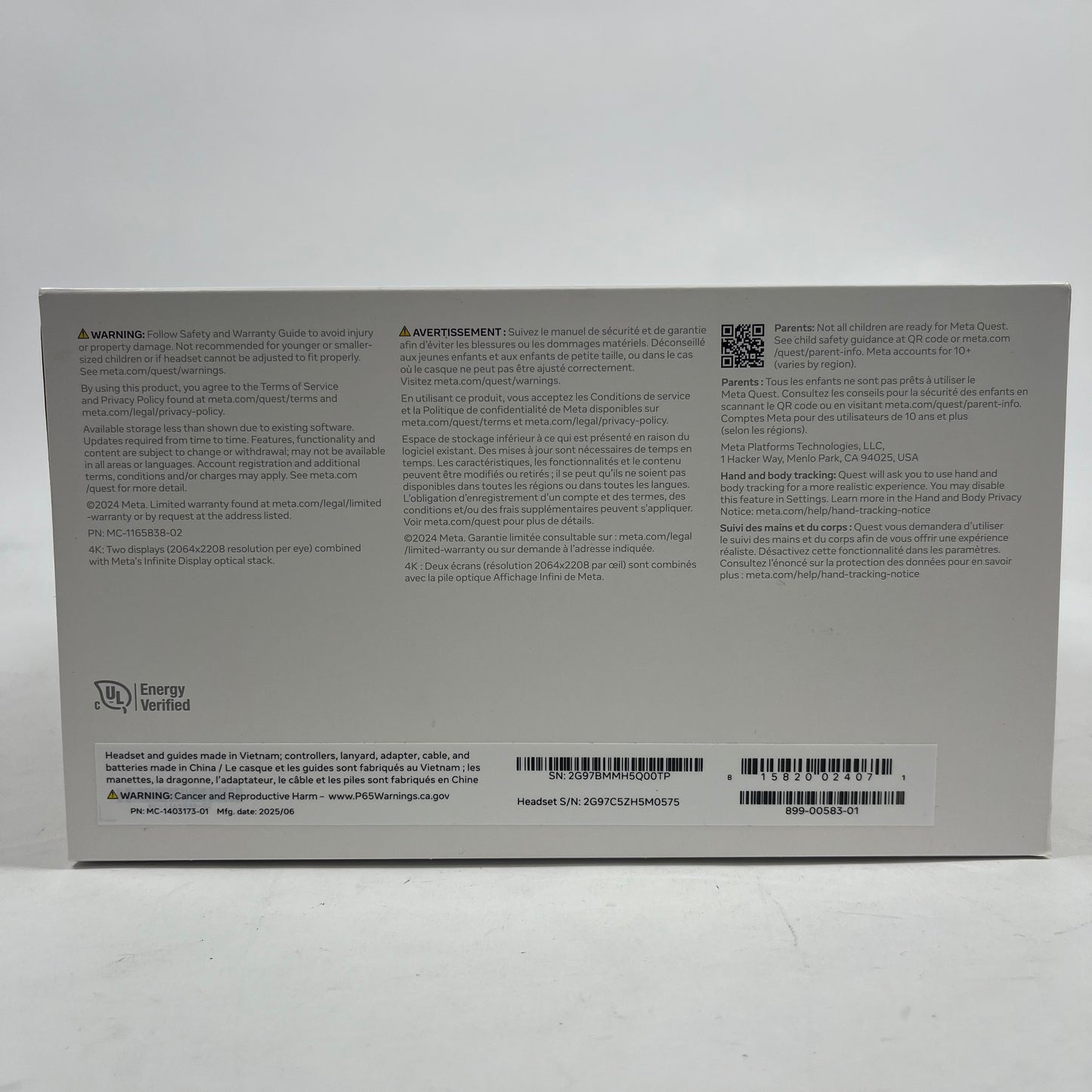 New Meta Quest 3 512GB Virtual Reality Headset 899-00583-01