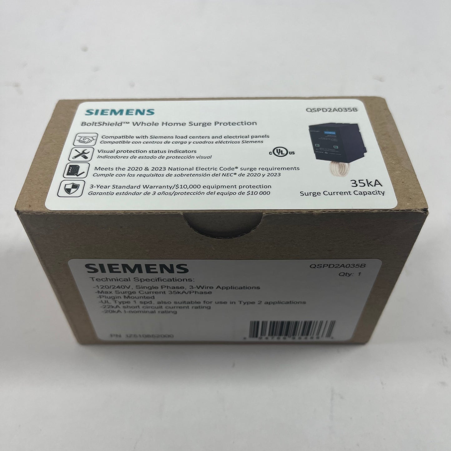 New SIEMENS BoltShield Whole Home Surge Protection