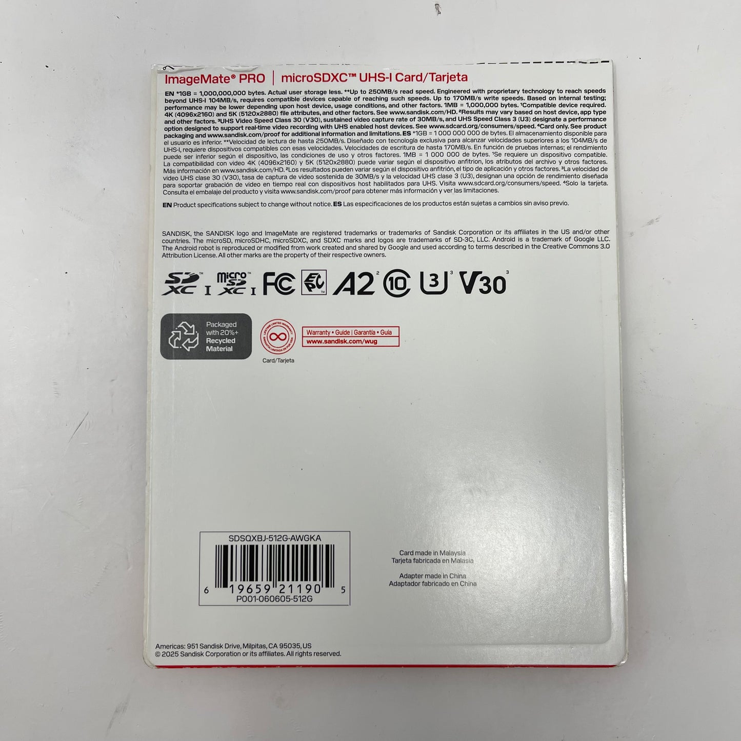 New Sandisk Image Mate Pro microSDXC Card SDSQXBJ-512G-AWGKA