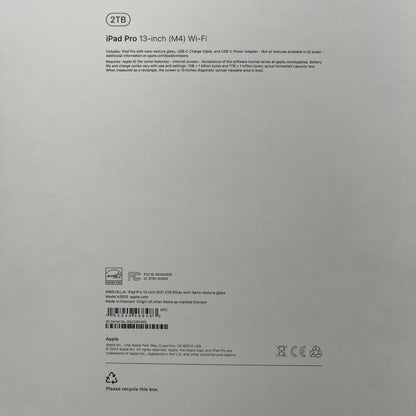 New WiFi Only Apple iPad Pro 13" M4 2TB White MWRJ3LL/A