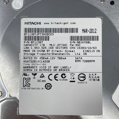 Lot of 4 Hitachi 1TB HHD Hard Disk Drive 0F11387