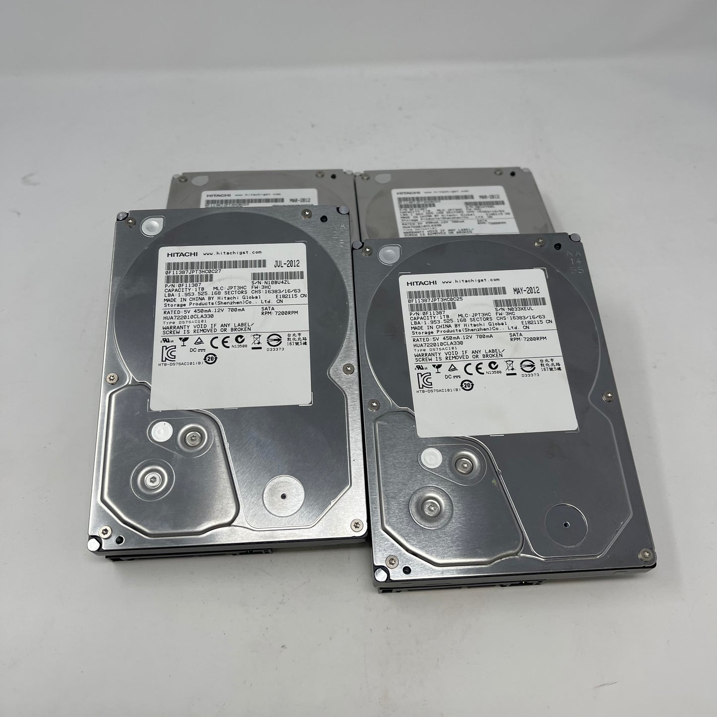 Lot of 4 Hitachi 1TB HHD Hard Disk Drive 0F11387