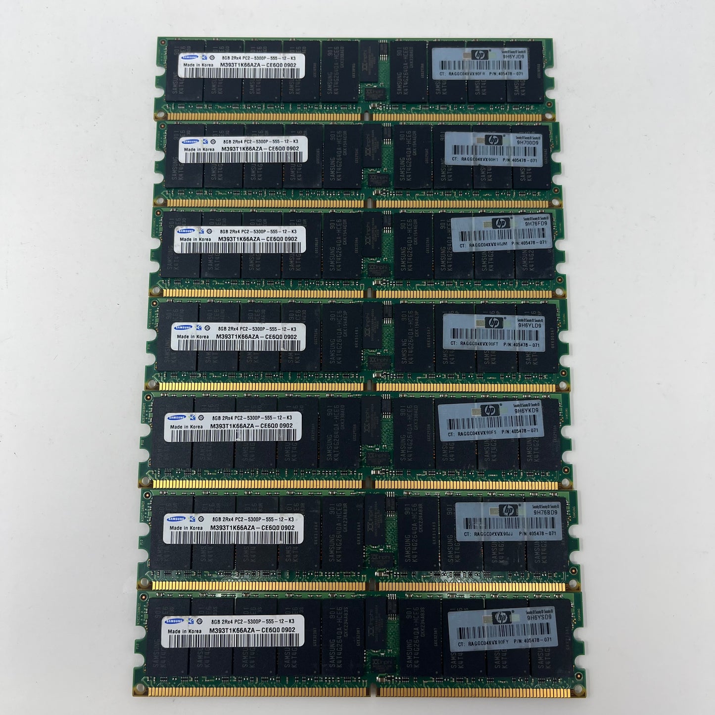 Lot of 7 Samsung 5300P 8GB RAM DDR2 5300 PC2-5300P-555-12-K3 Server Memory