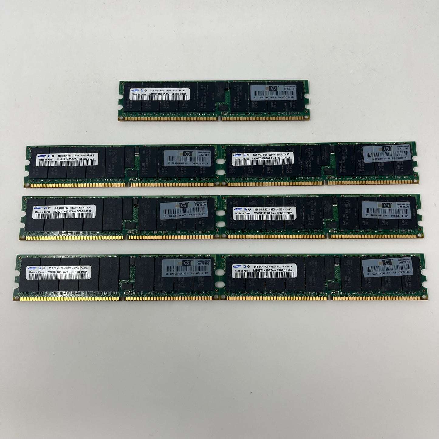 Lot of 7 Samsung 5300P 8GB RAM DDR2 5300 PC2-5300P-555-12-K3 Server Memory