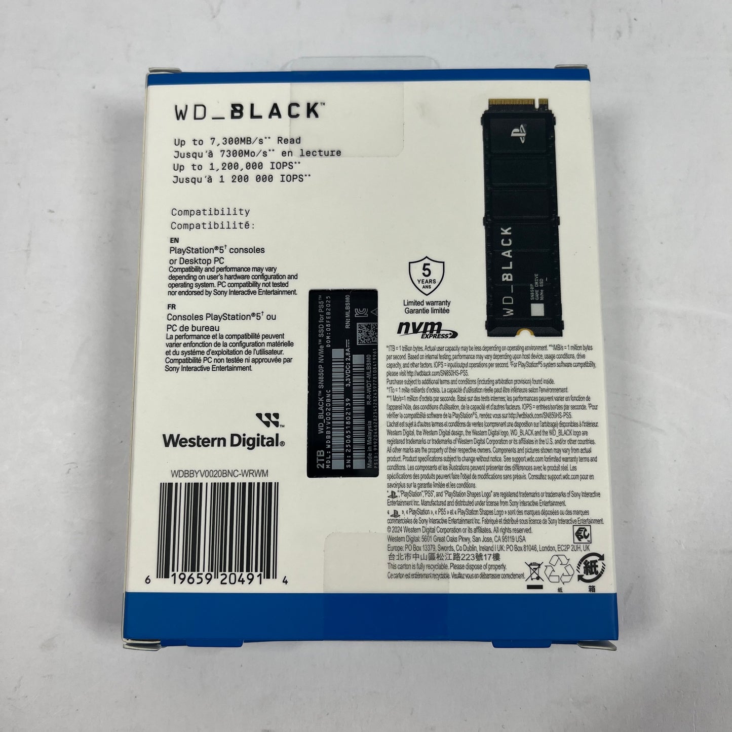 New Sony Playstation 5 PS5 SN850P NVMe SSD 2TB White/Black SN850P