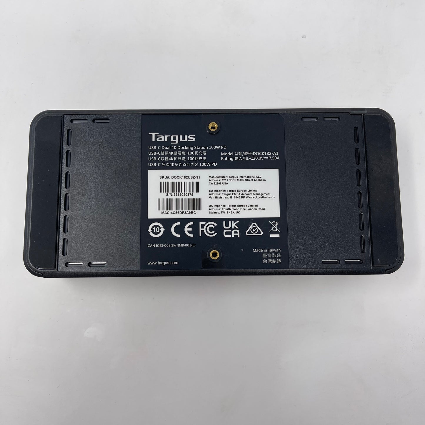 Targus  USB-C Dual 4K Docking Station 100W PD DOCK182-A1