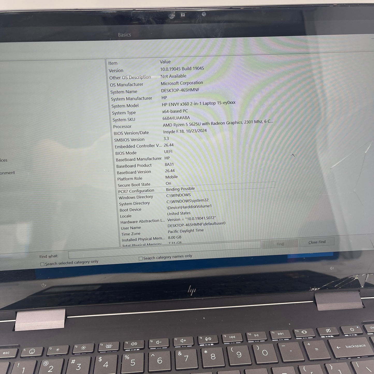 Broken HP Envy x360 15 15.6" Ryzen 5 5625U 2.3GHz 8GB RAM 256GB SSD