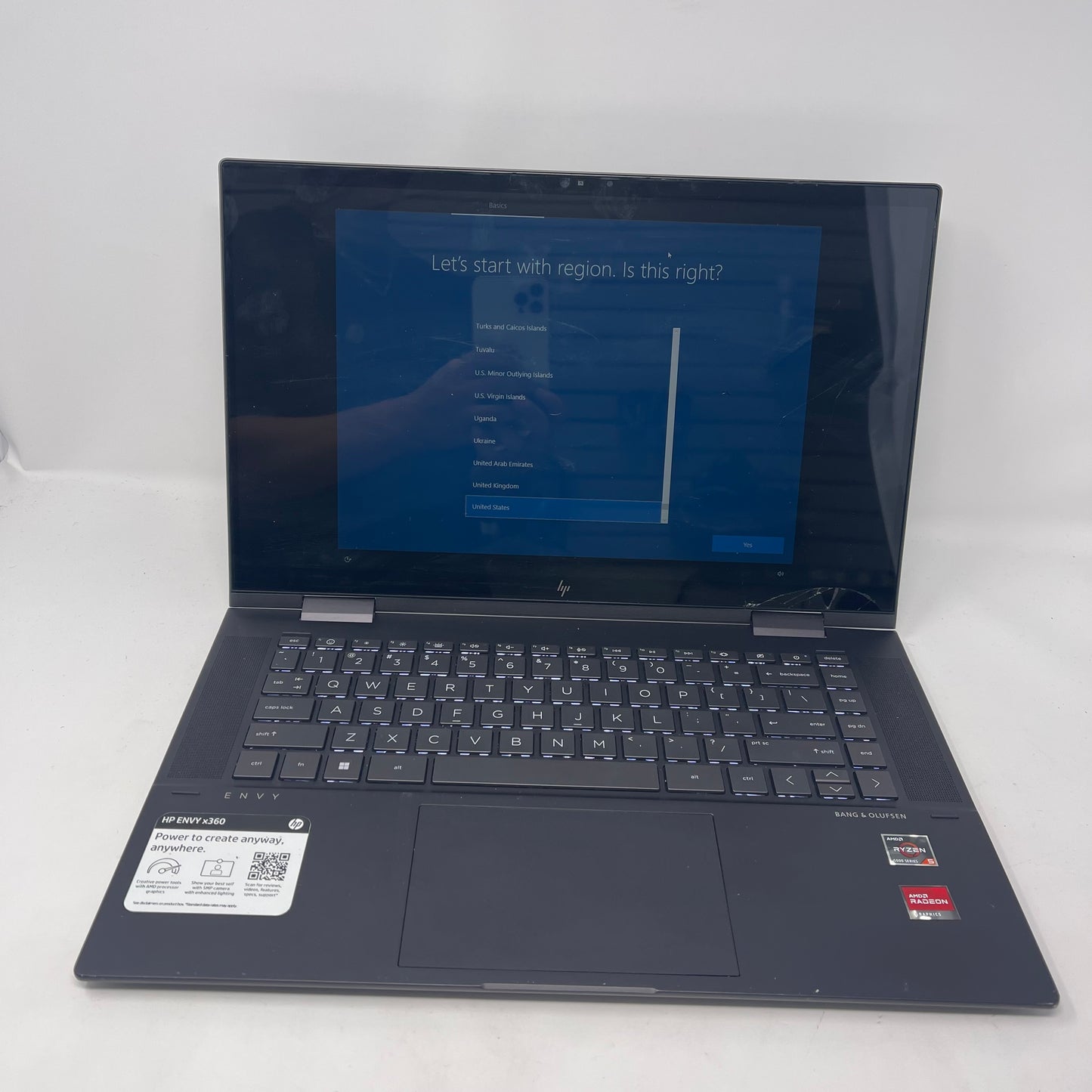 Broken HP Envy x360 15 15.6" Ryzen 5 5625U 2.3GHz 8GB RAM 256GB SSD
