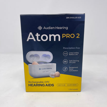 New Audien Hearing Atom Pro 2 Rechargable OTC Hearing Aids