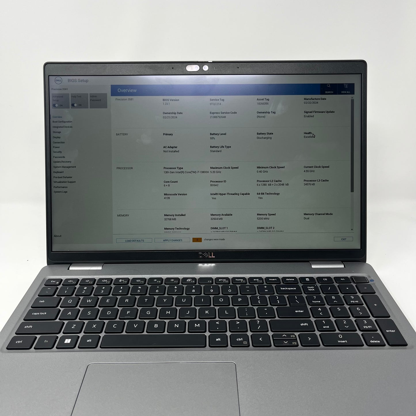 Dell Precision 3581 15.6" 12 Gent i7-12800H 2.5GHz 32GB RAM 512GB SSD RTX A500