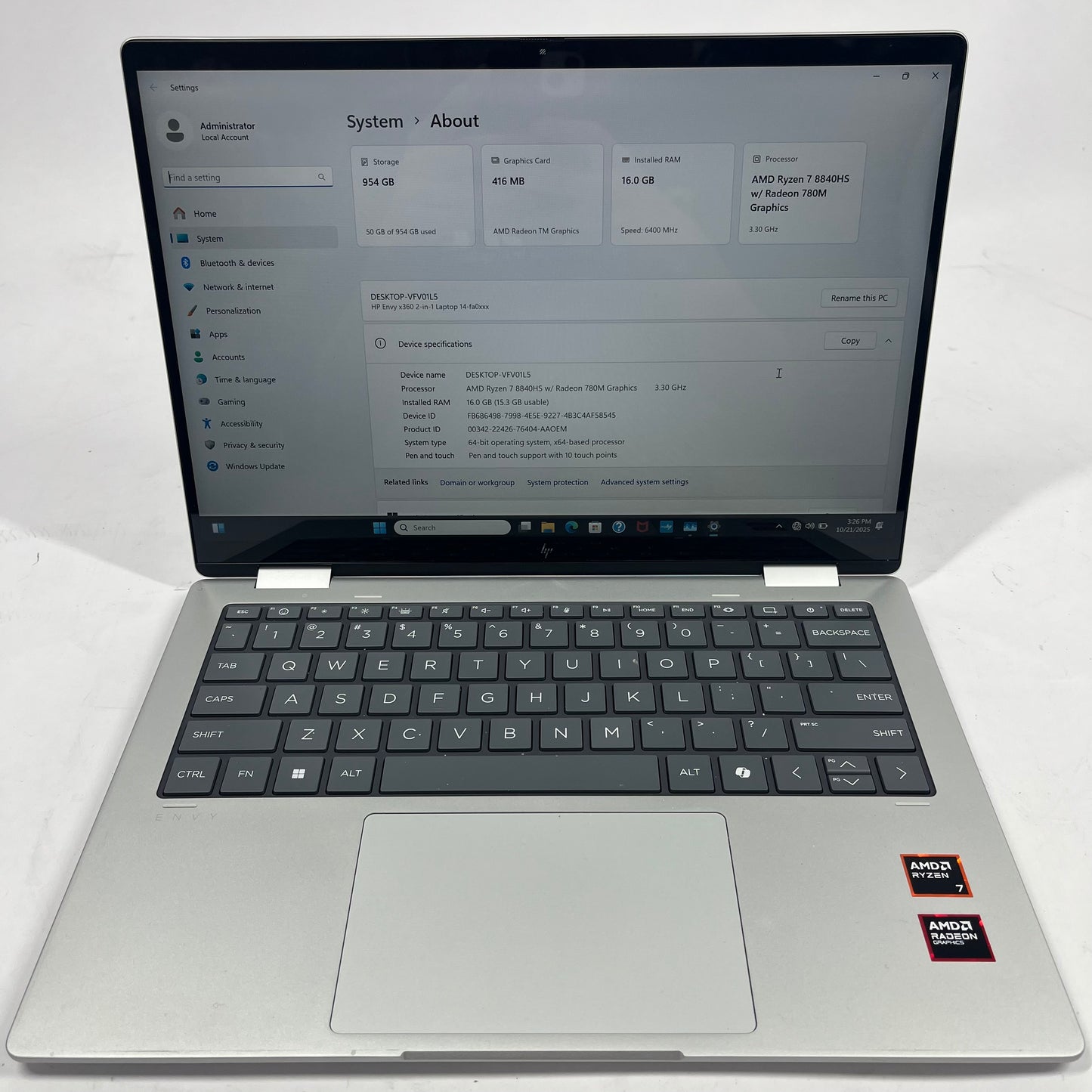HP Envy x360 2-in-1 Laptop CND4450BTS Ryzen 7 8840HS 2.0GHz 16GB RAM 1TB SSD