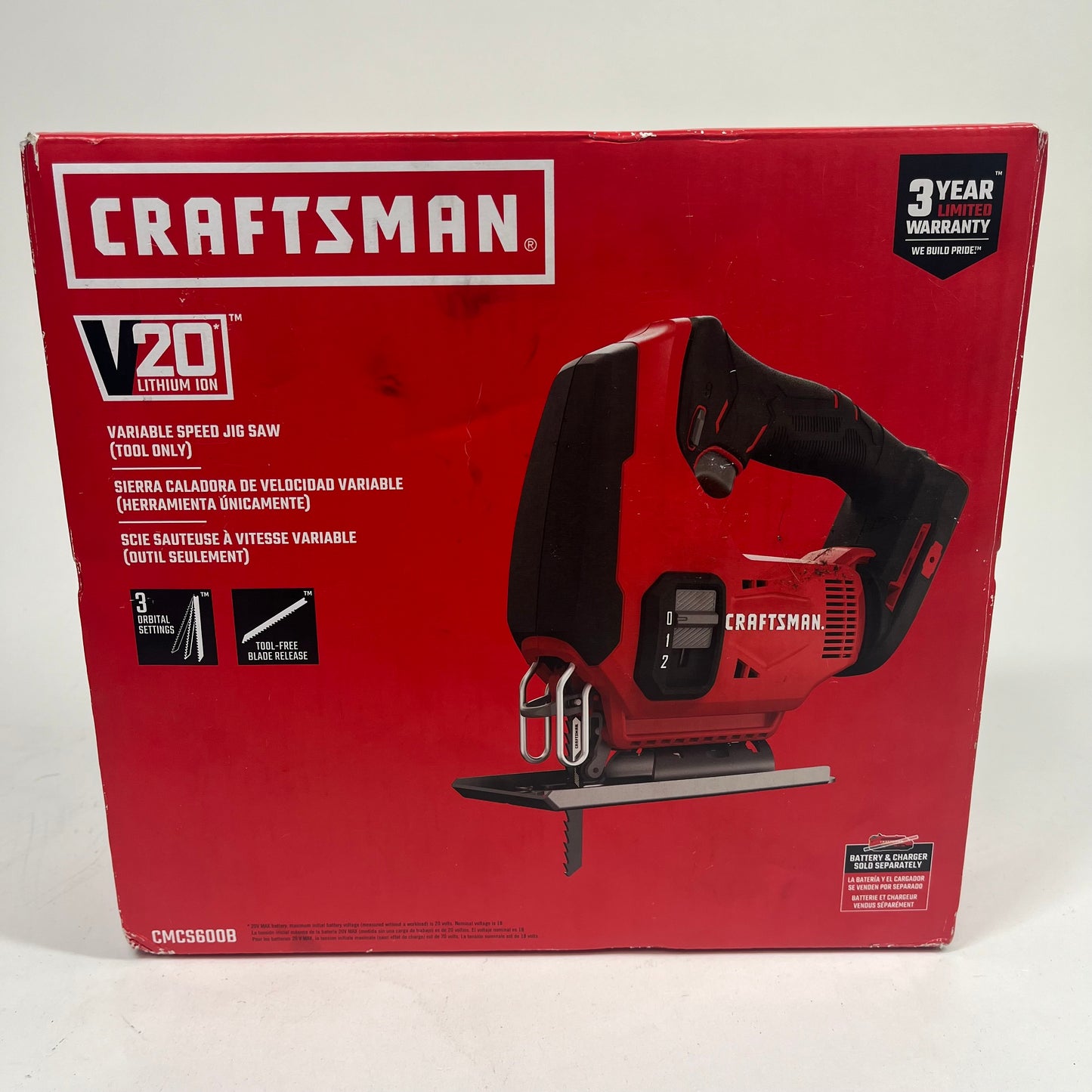 New Craftsman CMCS600B 20V MAX DC Variable Speed Jig Saw