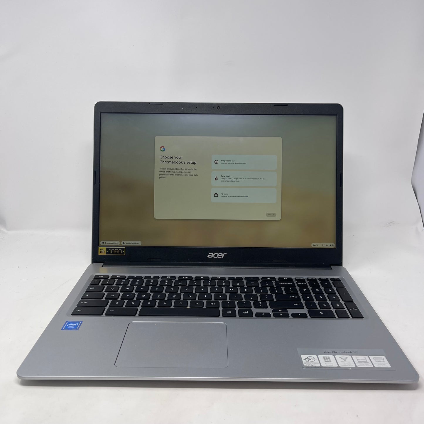 Acer Chromebook 315 N19Q3 15.6" Celeron N4000 1.1GHz 2GB RAM 64GB SSD