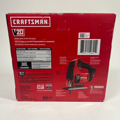 New Craftsman CMCS600B 20V MAX DC Variable Speed Jig Saw