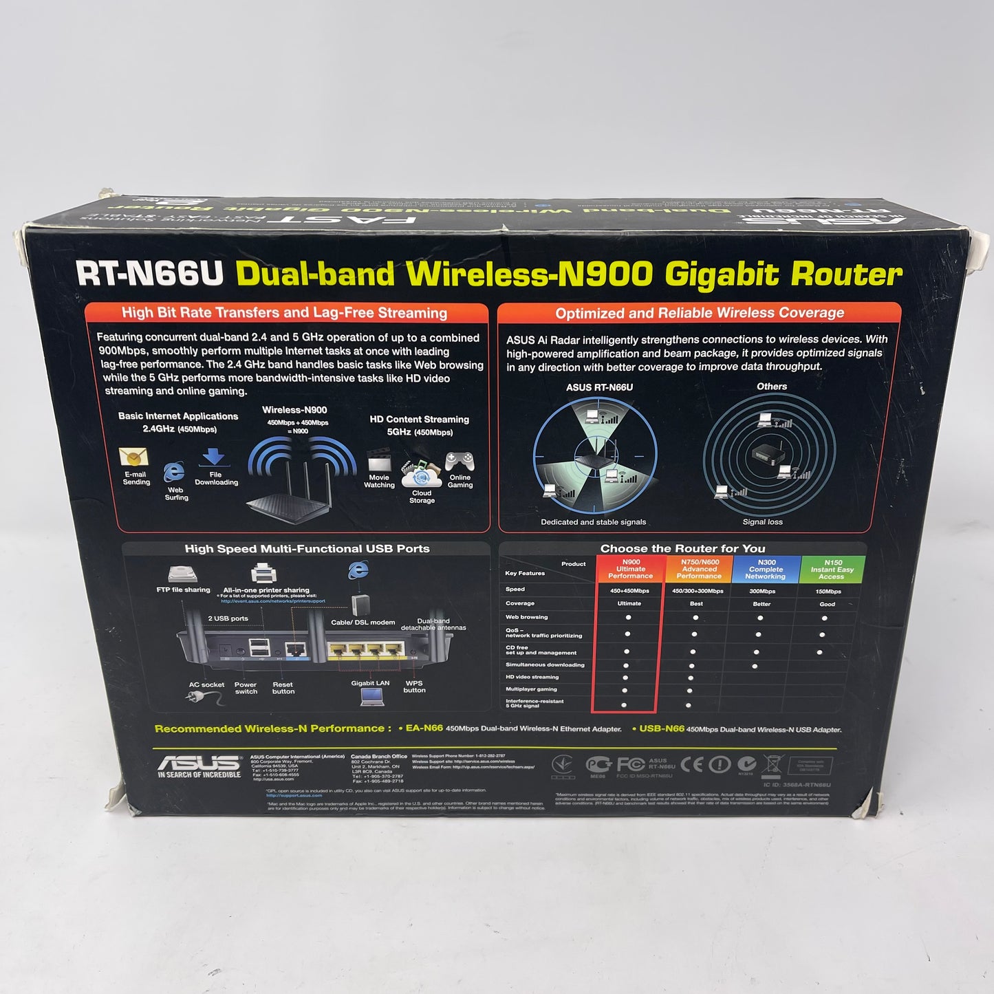 ASUS Dark Knight Double RT-N66U Dual Band WIFI 4 35555810 Gigabit Router