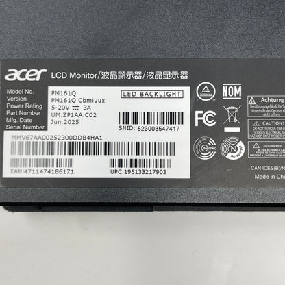 Acer PM161Q LCD Portable Monitor PM161Q
