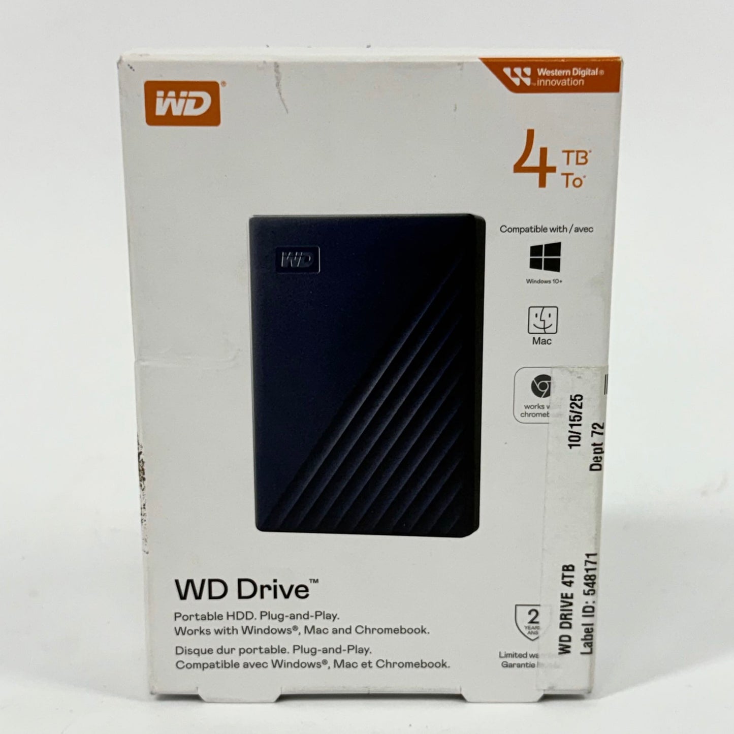 New Western Digital WD Drive 4 TB WD Drive WDBPKJ0040BBK-WESN
