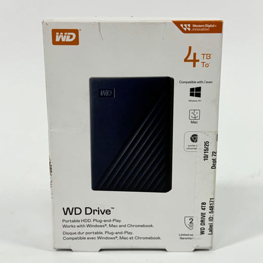 New Western Digital WD Drive 4 TB WD Drive WDBPKJ0040BBK-WESN