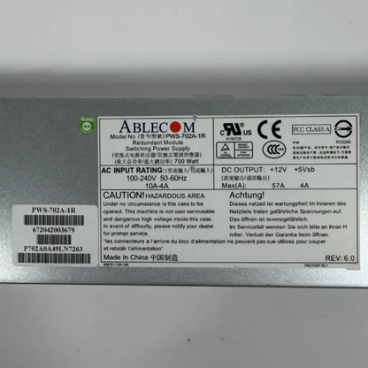 ABLECOM PWS-702A-1R Redundant Module Switching Power Supply