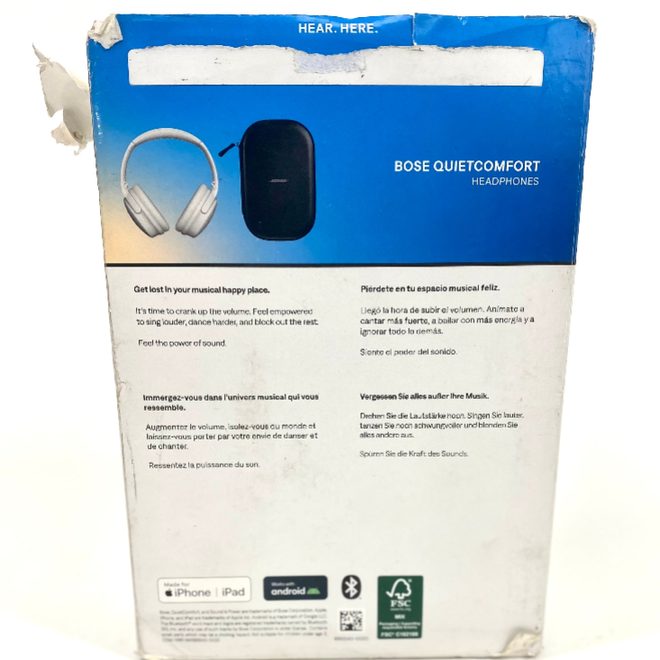 Bose QuietComfort Over-Ear Noise Cancelling Bluetooth Headphones White